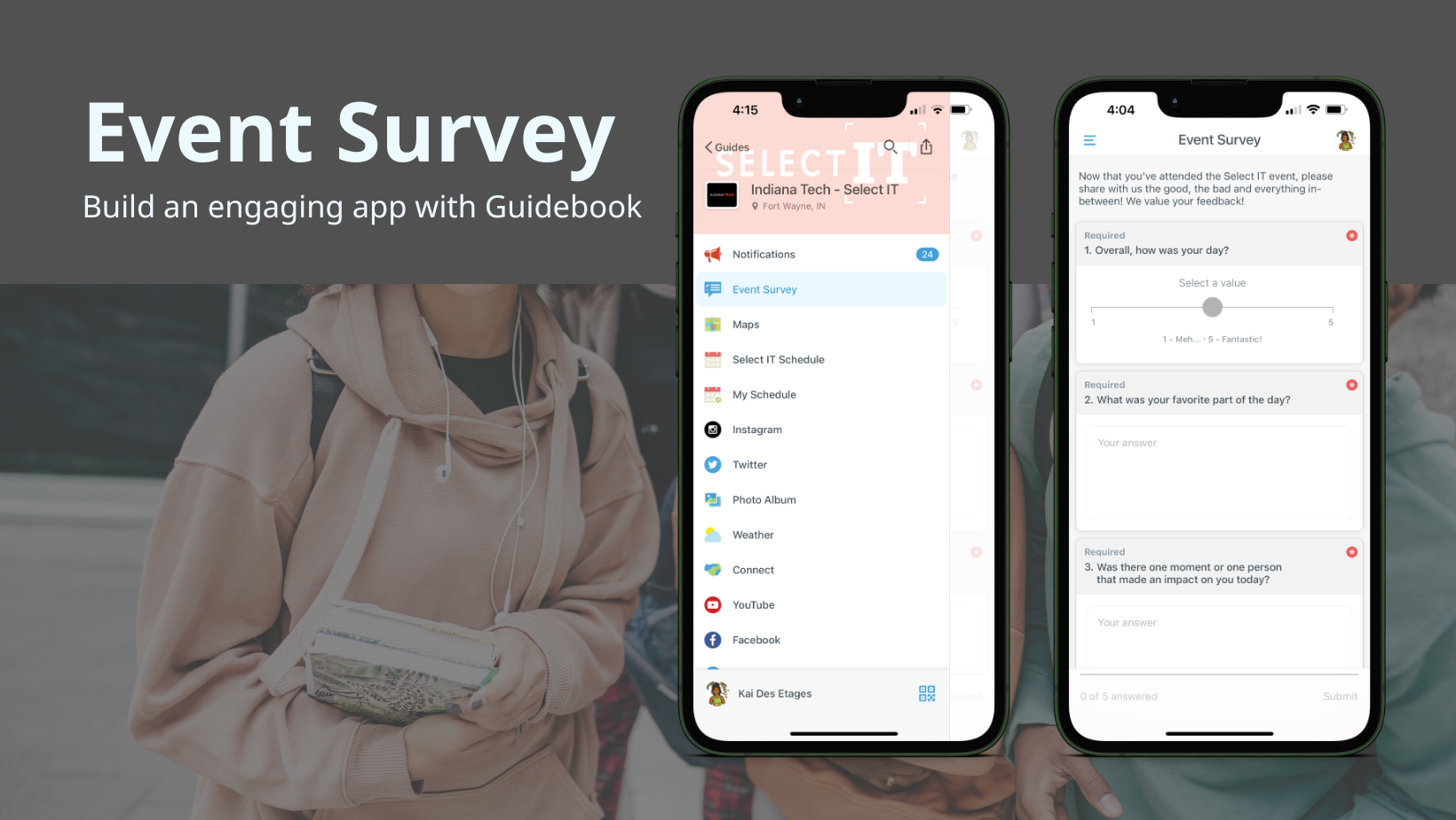 event app survey features